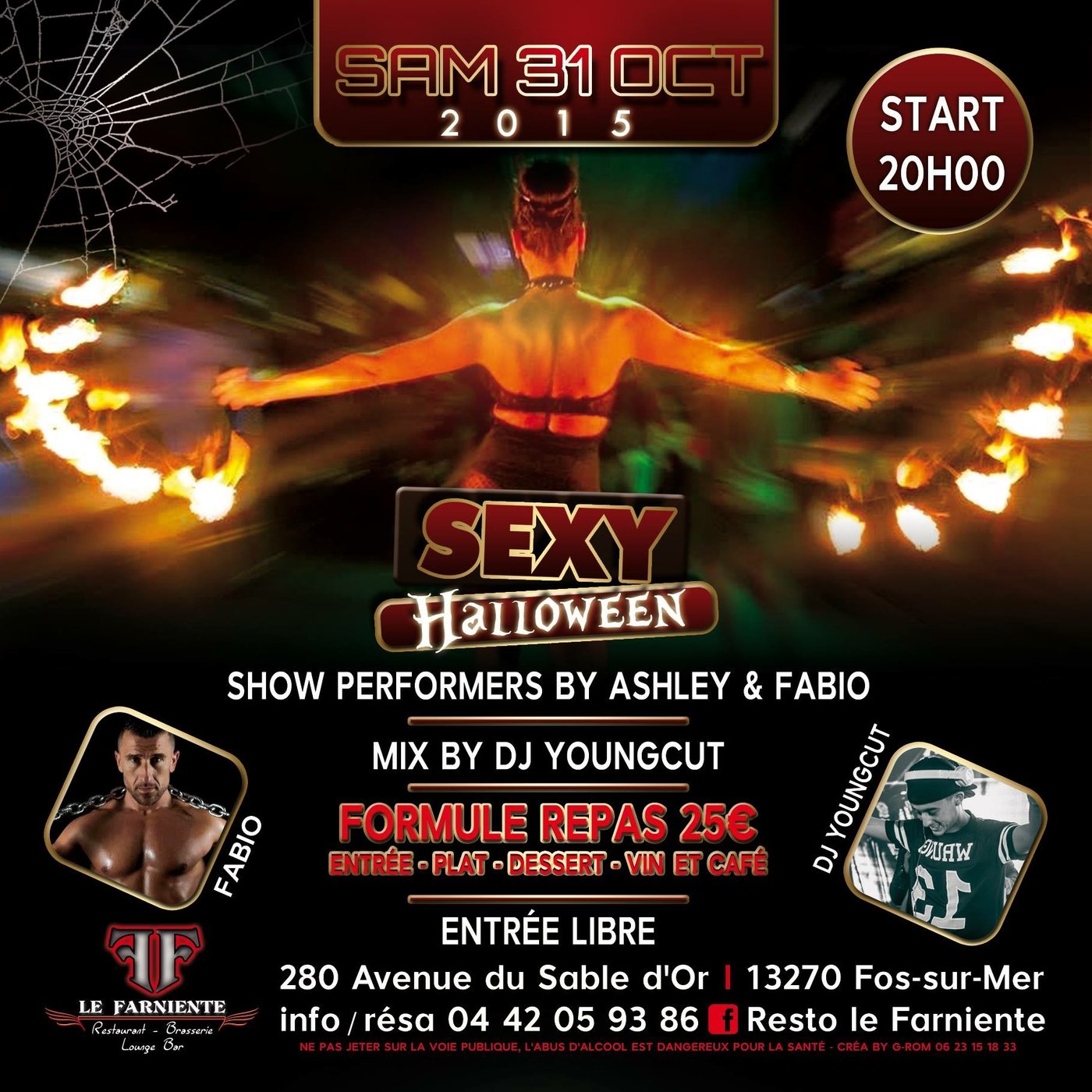 Show chippendale et performance de feu lors de la soirée Sexy Halloween des Gentlemen Striptease à Fos-sur-Mer