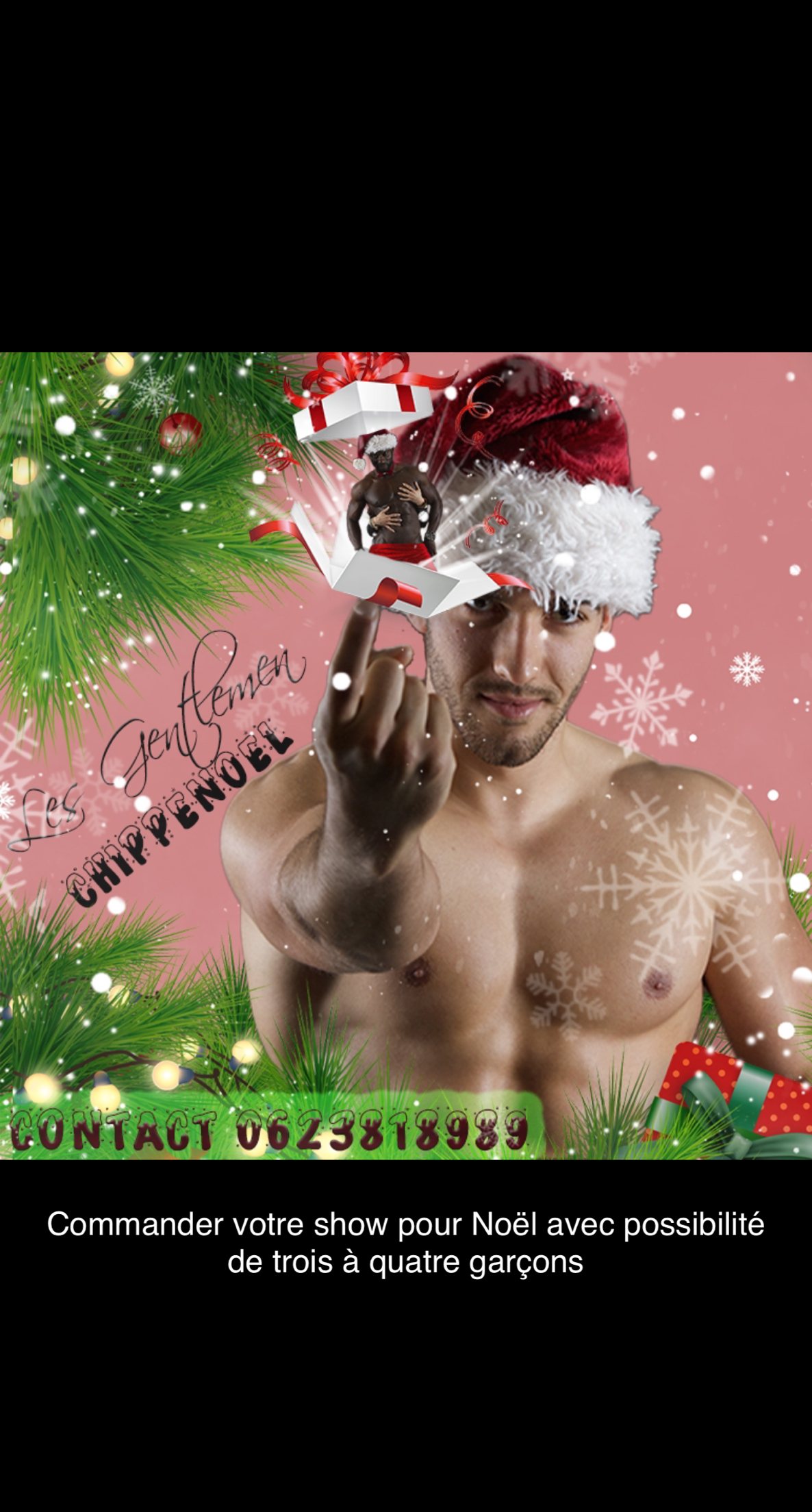 Chippendale en bonnet de Père Noël pour le show ChippeNoël des Gentlemen Striptease en PACA